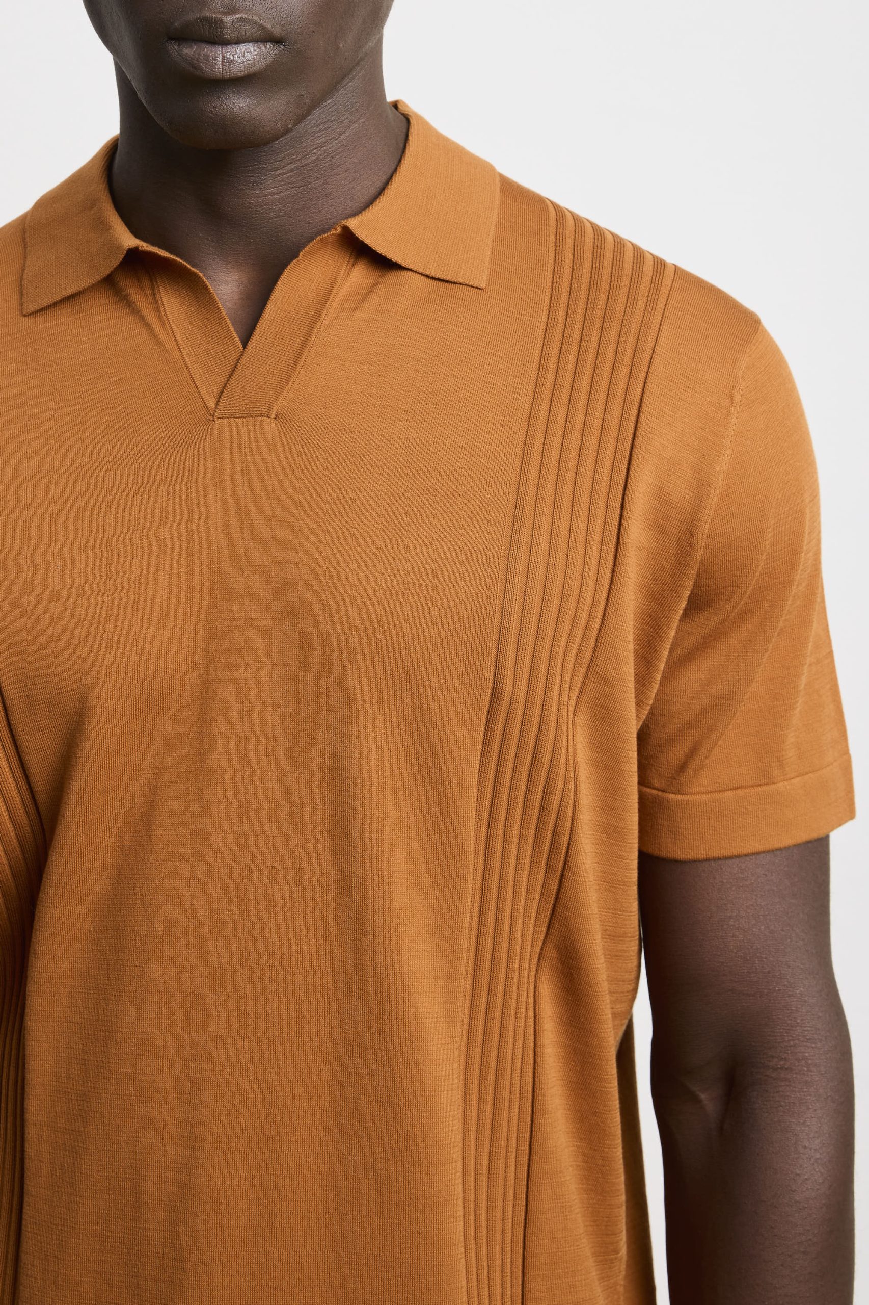Reworked 3463 Polo in maglina manica corta a costine tabacco - immagine 5