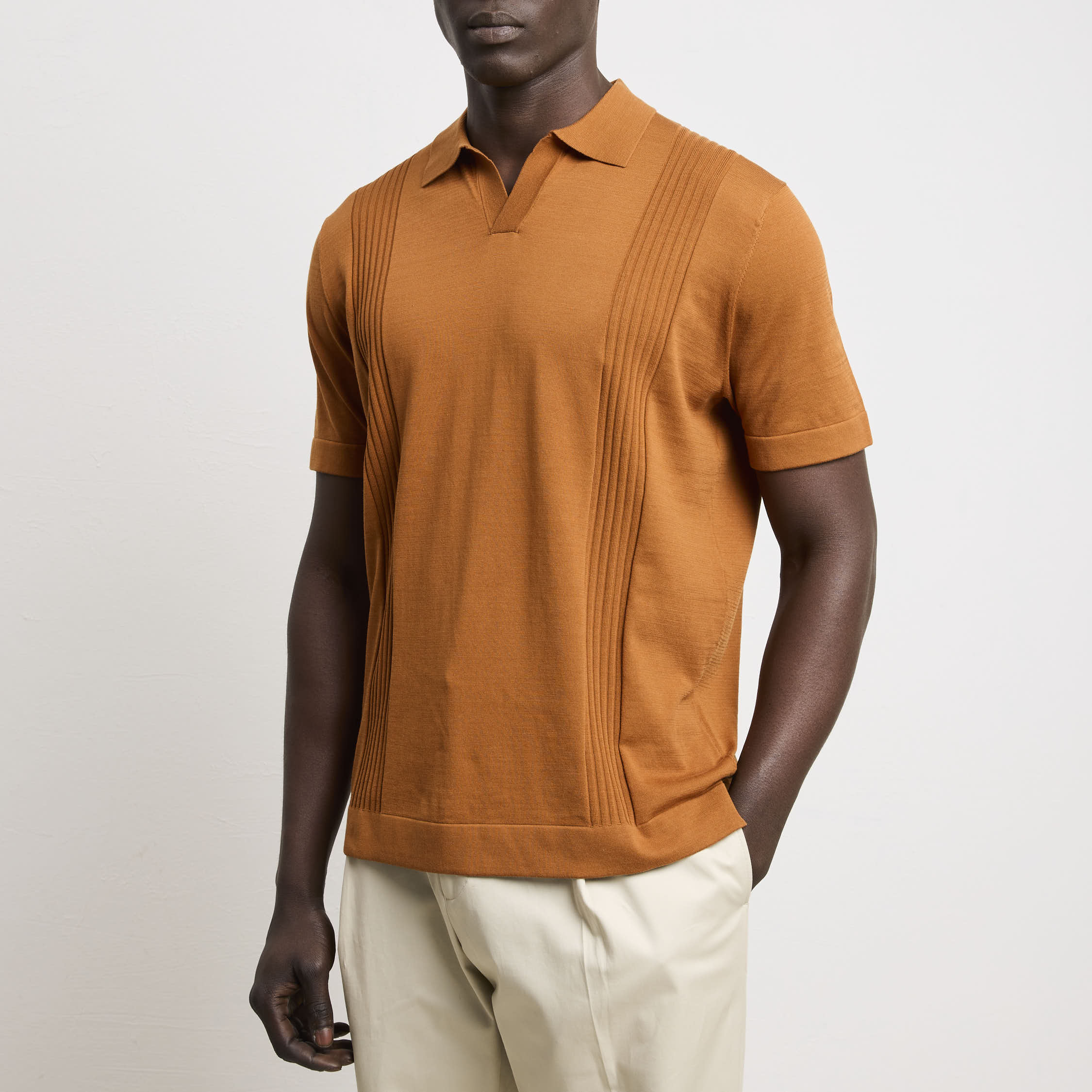 Reworked 3463 Polo in maglina manica corta a costine tabacco - immagine 9