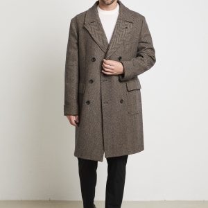 OutFit 2304 Cappotto doppiopetto spinato marrone