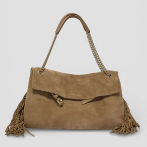 SS26-B02212-PFG  BORSA  VENUS M PEACH FRINGE BISCOTTO