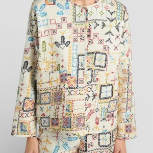 SS26-265MMOCO019_265MO36 CAPPOTTO GELSOMINO REV IN TWILL TRAPUNTATO STAMPATO - MULTICOLOR PANNA