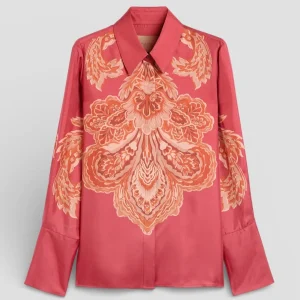 SS26-265MMOSH005_265MO02   CAMICIA NINA IN TWILL CON STAMPA PIAZZATA - LOBSTER