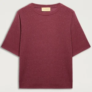 SS26-265MMOTS001_265MO28 TSHIRT IORA IN JERSEY LUREX UNITO - MALVA