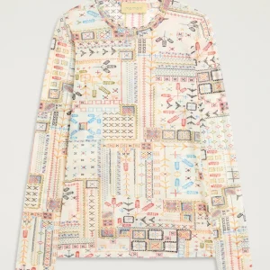 SS26-265MMOTS011_265MO45 TSHIRT WAINA IN CHARMEUSE STRETCH MORBIDO - MULTICOLOR PANNA