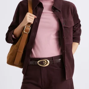 SS26-2613441081  MLLAPOGEO GIACCA IN CAMOSCIO COLORE BORDEAUX