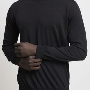 Kangra 3217 Maglia manica lunga in seta e cotone nero