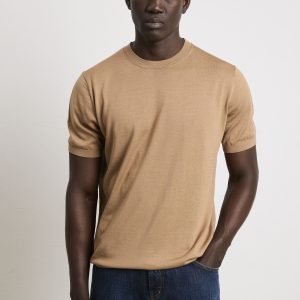 Kangra 3212 T-shirt in maglina seta e cotone tabacco
