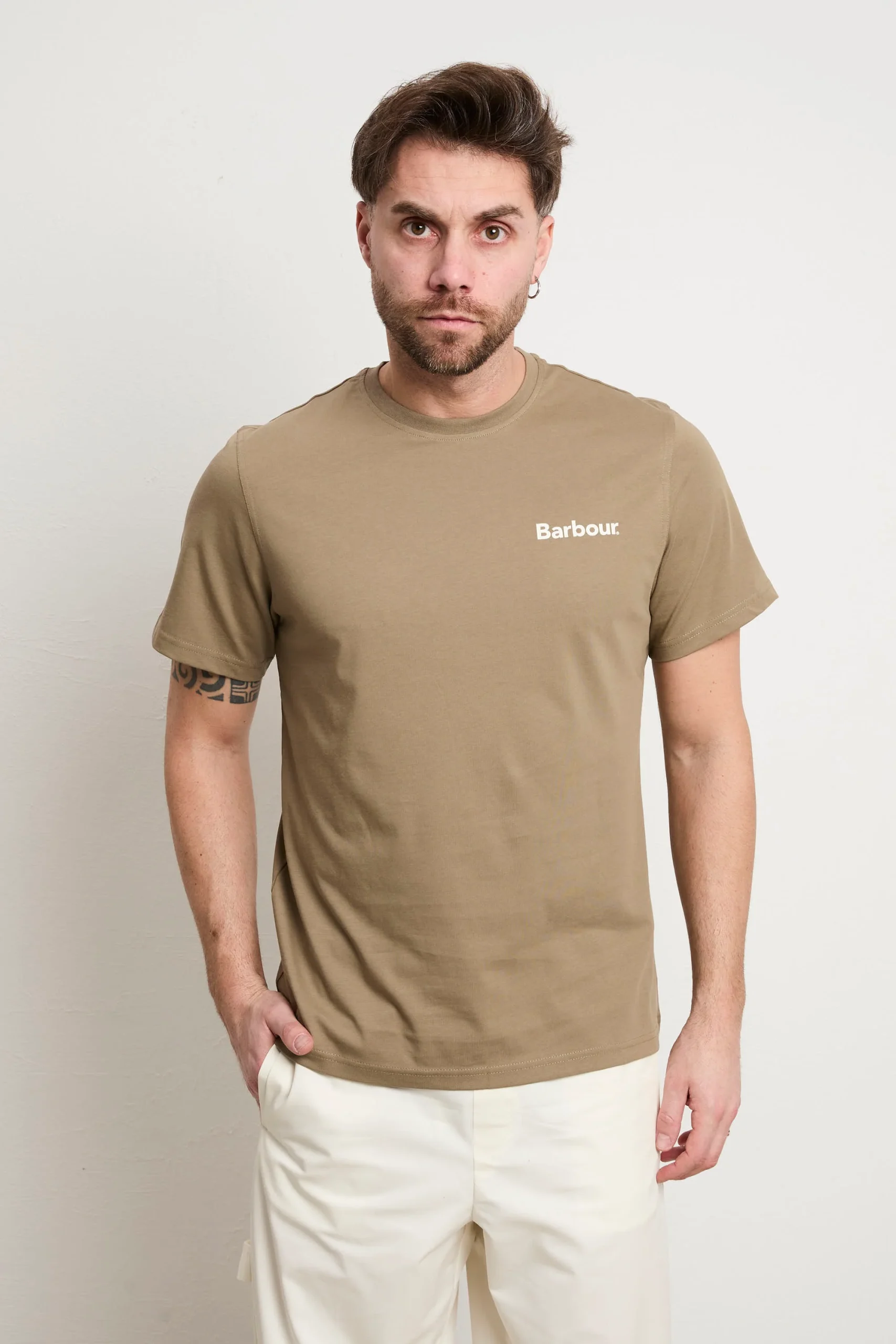 Barbour 3088 T-shirt verde con stampa