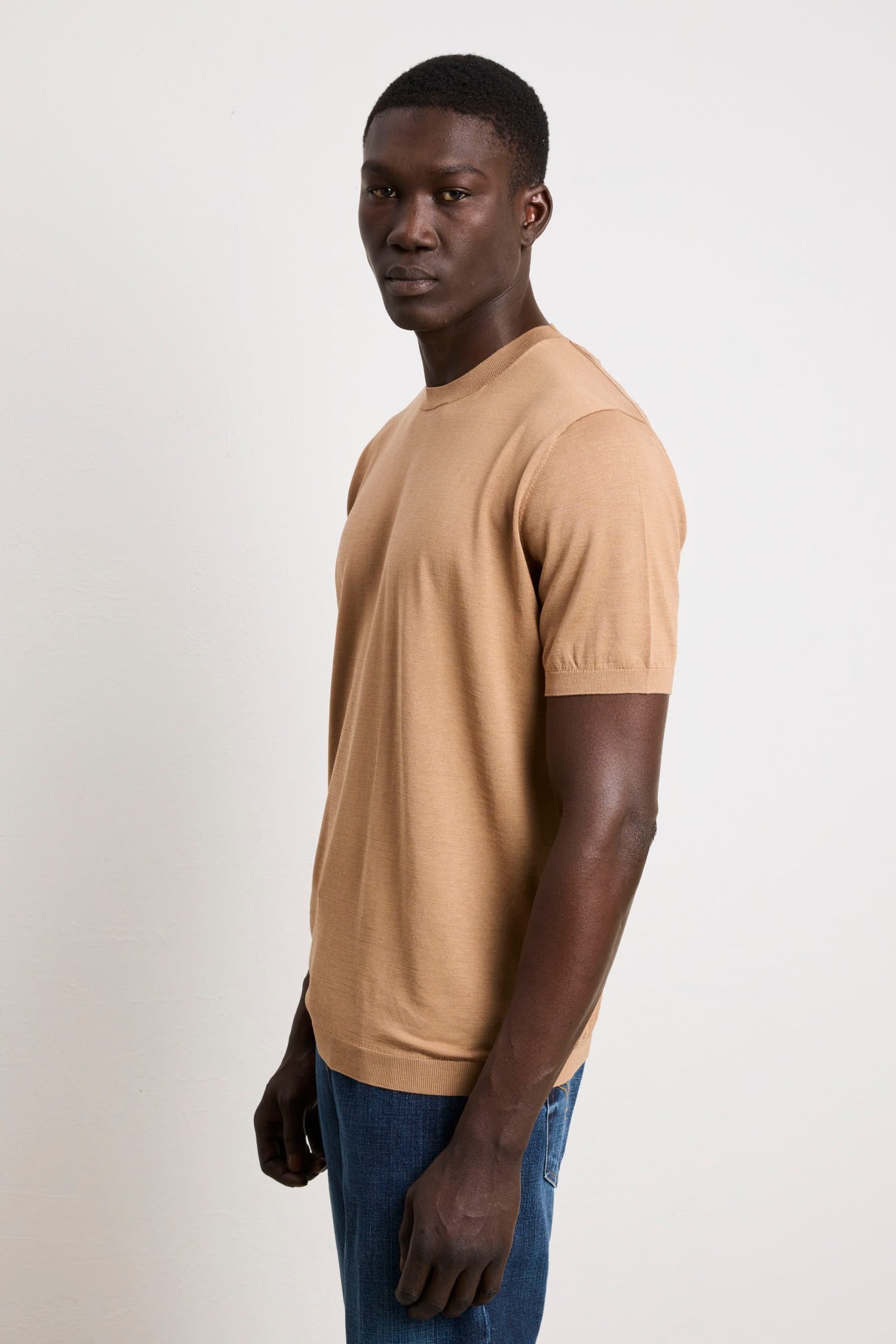 Kangra 3212 T-shirt in maglina seta e cotone tabacco - immagine 4