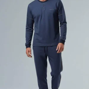 Pigiama Uomo Manica Lunga Pantalone Lungo Tessuto Morbido Garzato