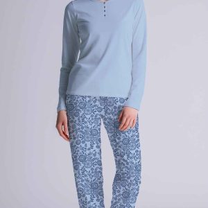 Pigiama Donna Serafino Manica Lunga Pantalone Lungo