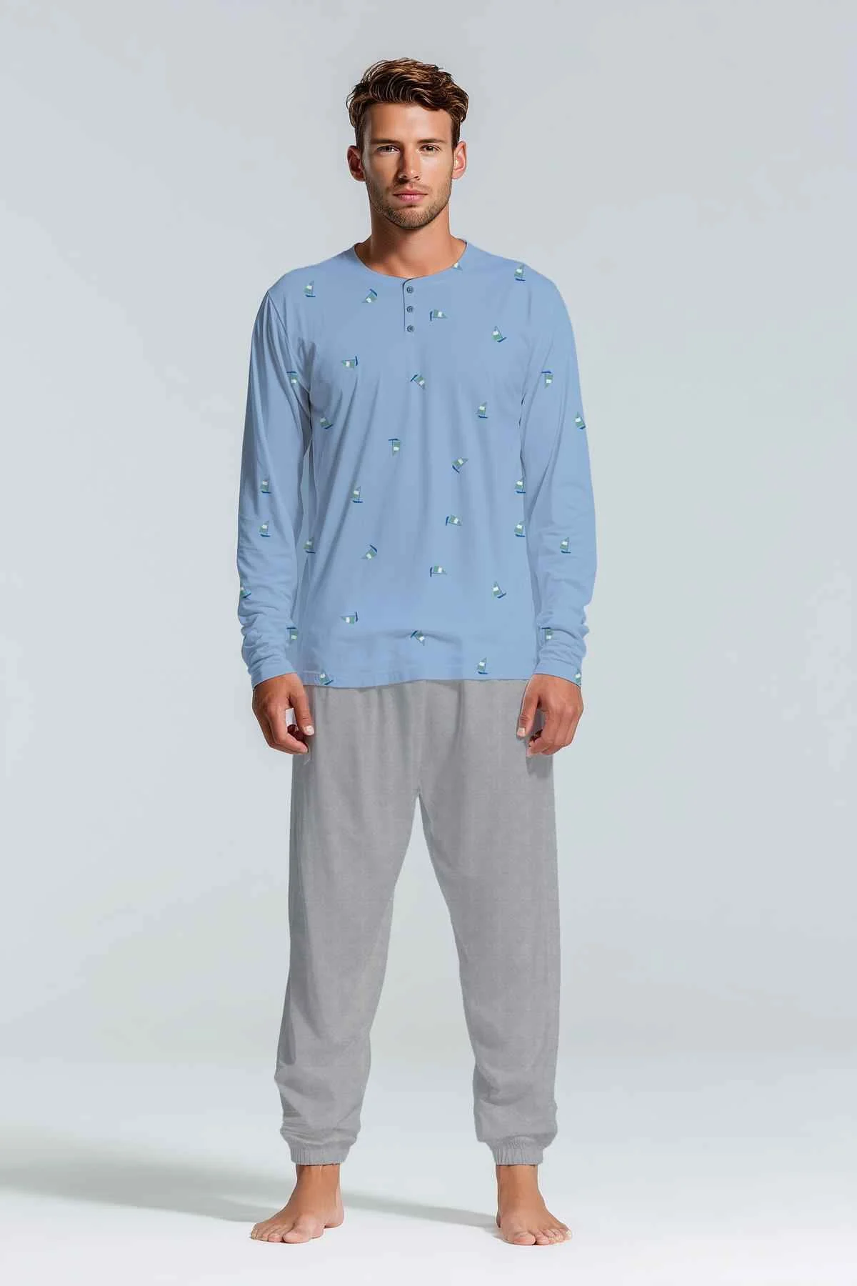 Kiwear Pigiama Lungo Uomo Jersey Comfort