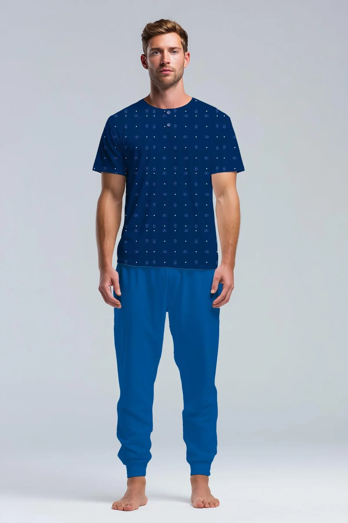 Pigiama Uomo Mezza Manica Pantalone Lungo - immagine 3