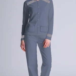 Pigiama Donna  Manica Lunga Pantalone Lungo Aperto