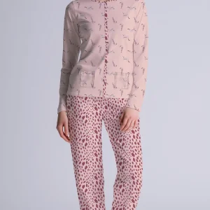 Pigiama Donna Mezza Manica Pantalone Lungo Aperto
