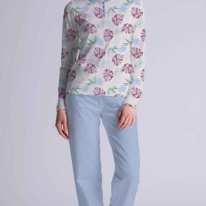 Pigiama Donna Serafino Manica Lunga Pantalone Lungo