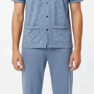 Pigiama Uomo Mezza Manica Pantalone Lungo Aperto
