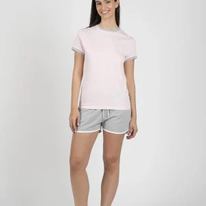 Pigiama Donna Mezza Manica Jersey Pantalone Corto Felpa Non Garzata