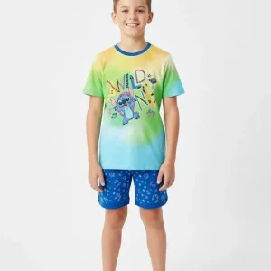 Pigiama Bimbo Mezza Manica Pantalone Corto Disegno Stitch