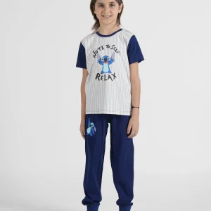 Pigiama Bimbo Mezza Manica Pantalone Lungo Disegno Stitch