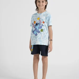 Pigiama Bimbo Mezza Manica Pantalone Corto Disegno Stitch