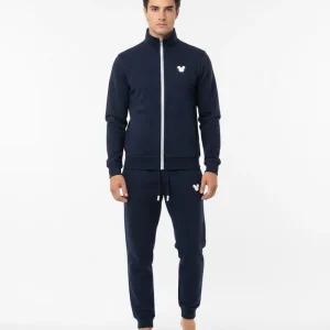 Set Uomo Manica Lunga Pantalone Lungo Felpa Non Garzata Full Zip Disegno Mickey