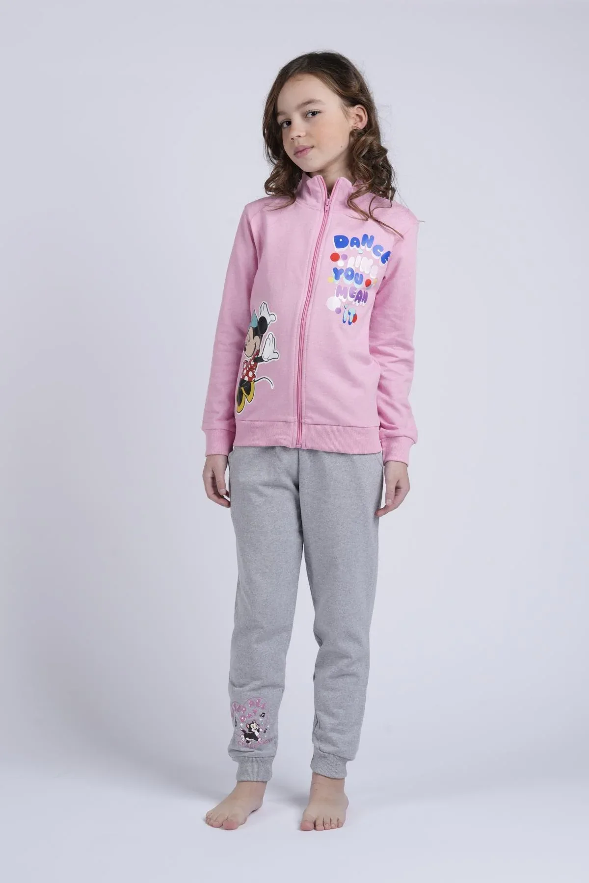 Pigiama Bimba Felpa Non Garzata Full Zip Disegno Minnie