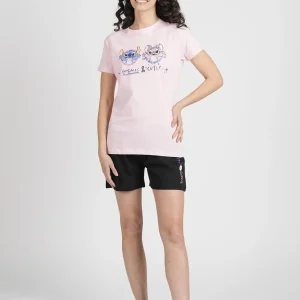 Pigiama Donna Mezza Manica Pantalone Corto -Disegno Stitch