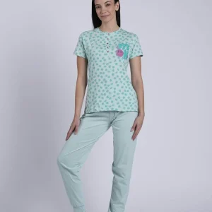 Pigiama Donna Serafino Mezza Manica Pantalone Lungo