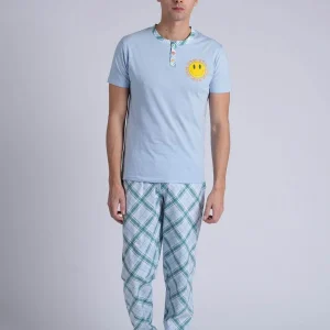 Pigiama Uomo Serafino Mezza Manica Pantalone Lungo