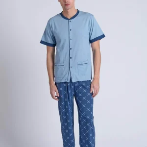 Pigiama Uomo Aperto  Mezza Manica Pantalone Lungo