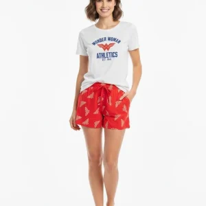 Pigiama Donna Mezza Manica Pantalone Corto -Disegno Wonder Woman