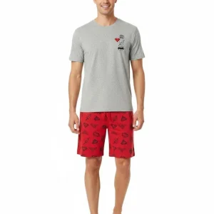 Pigiama Uomo Mezza Manica Pantalone Corto - Disegno Heroes United