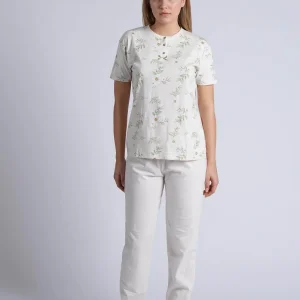 Pigiama Donna Serafino Mezza Manica Pantalone Lungo