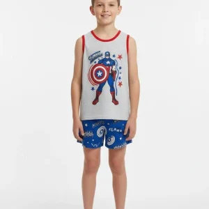 Pigiama Bimbo Giro Manica Pantalone Corto Disegno Avengers
