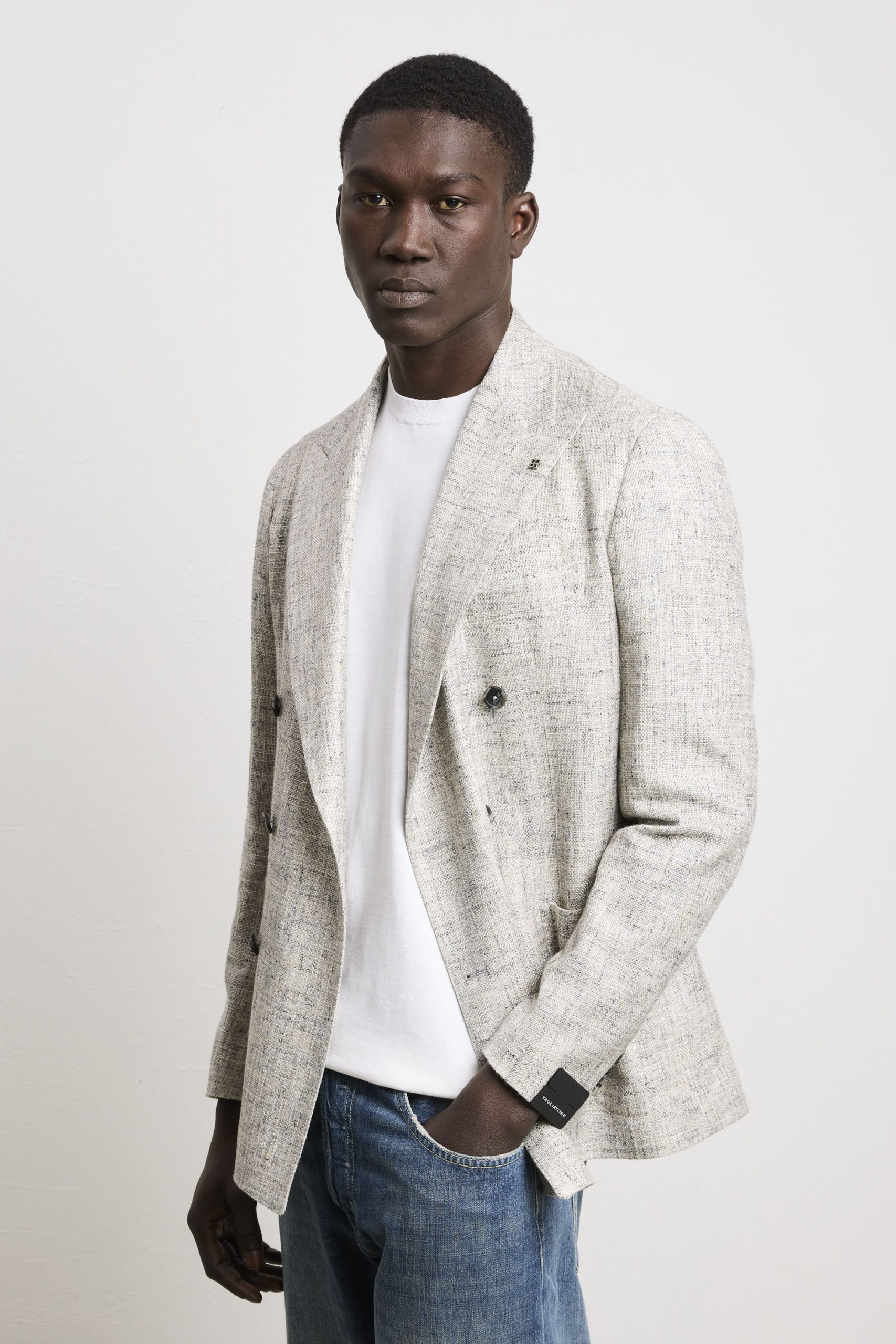 Tagliatore 3554 Giacca tramata doppio petto grigio - immagine 4