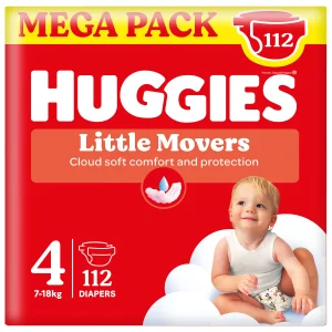 Huggies Pannolini Little Movers Taglia 4 (7-18 kg) Megapack 112 pezzi
