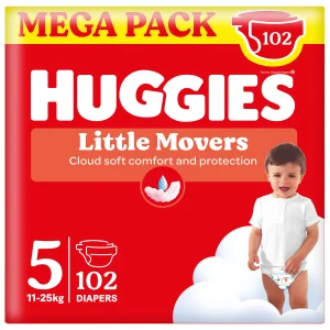 Huggies Pannolini Little Movers Taglia 5 (11-25 kg) Megapack 102 pezzi