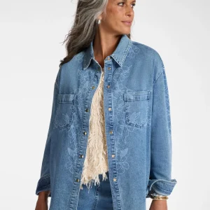 Camicia floreale in denim - ELENA MIRÒ