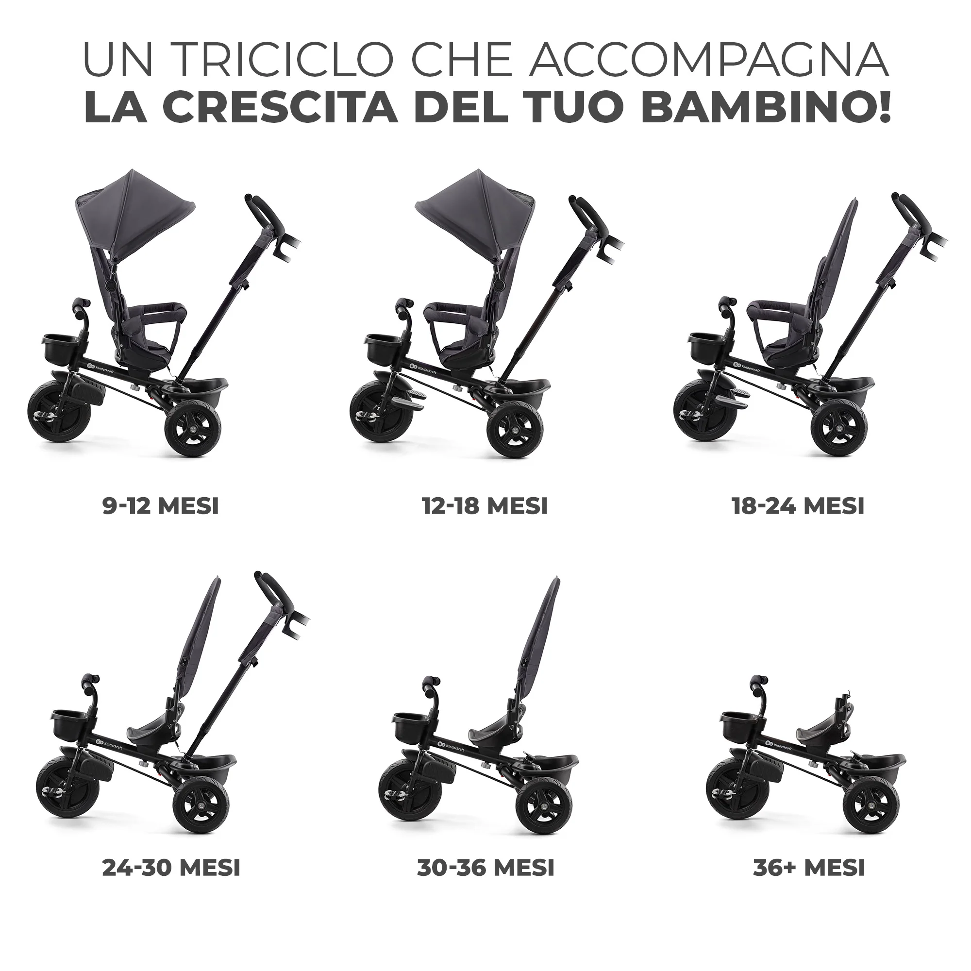 Kinderkraft Triciclo Evolutivo Aveo +9 mesi - immagine 3
