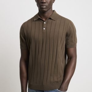 Reworked 3450 Polo a coste larghe in maglina a manica corta fango