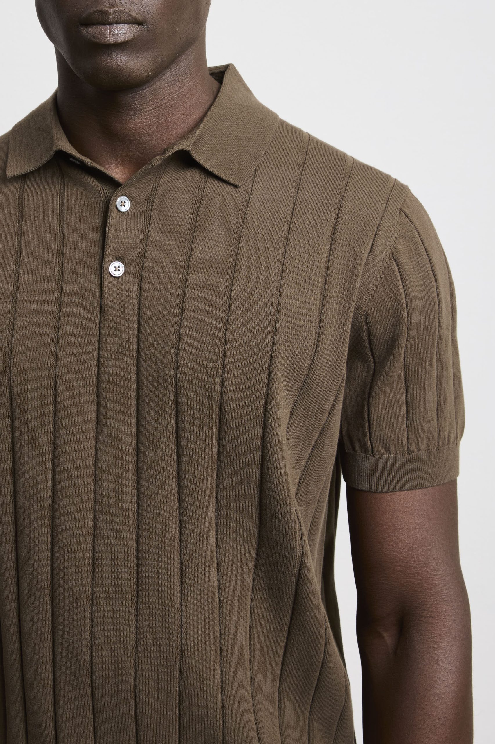 Reworked 3450 Polo a coste larghe in maglina a manica corta fango - immagine 3