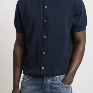 Reworked 3446 Camicia manica corta in maglina blu