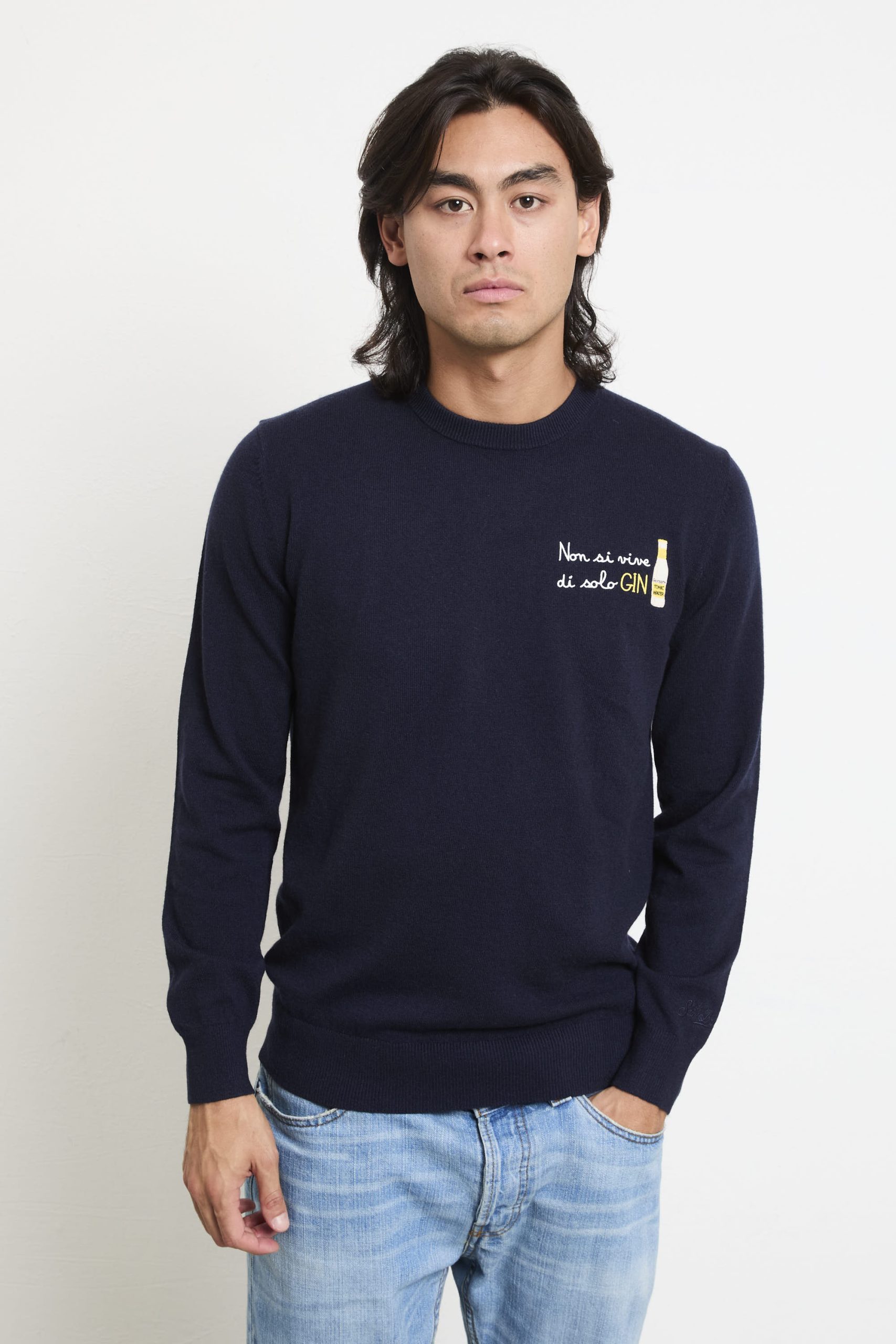 Saint Barth 2703 Maglia blu "Non si vive di solo gin"