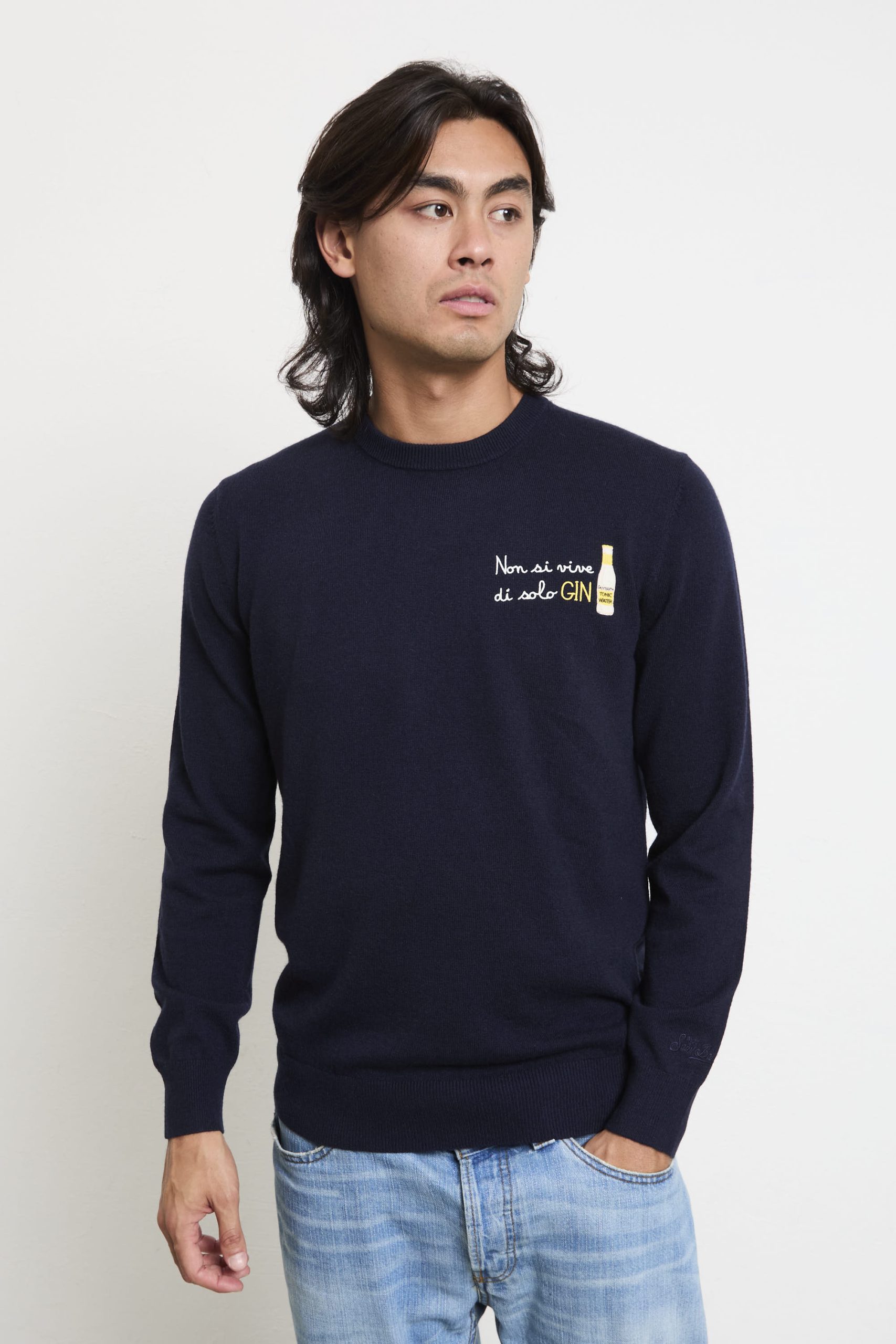 Saint Barth 2703 Maglia blu "Non si vive di solo gin" - immagine 4