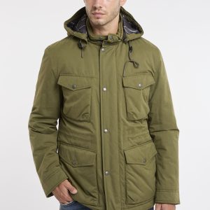 Woolrich 9448 Giubbotto Field in Mountain Cloth con cappuccio removibile
