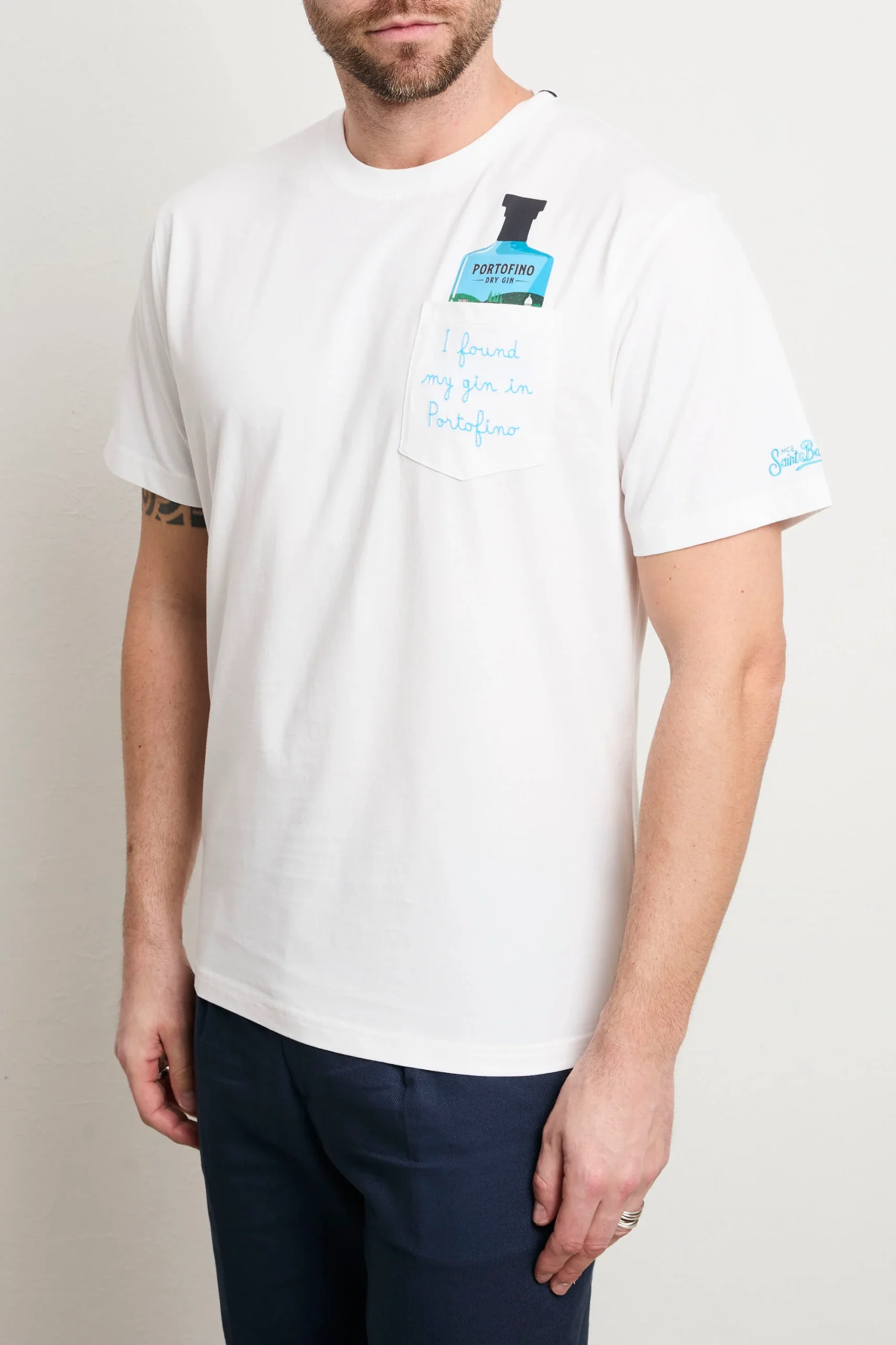 Saint Barth 3521 T-shirt "I found my gin in Portofino" bianca