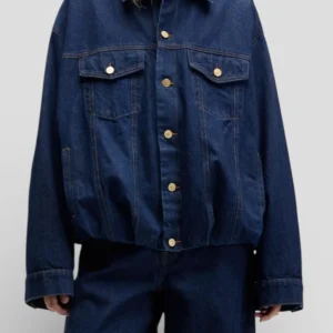 SS26-7U5E0E48-U71ZI GIACCA GATHERED JACKET INDIGO SOUL COLORE DENIM SCURO