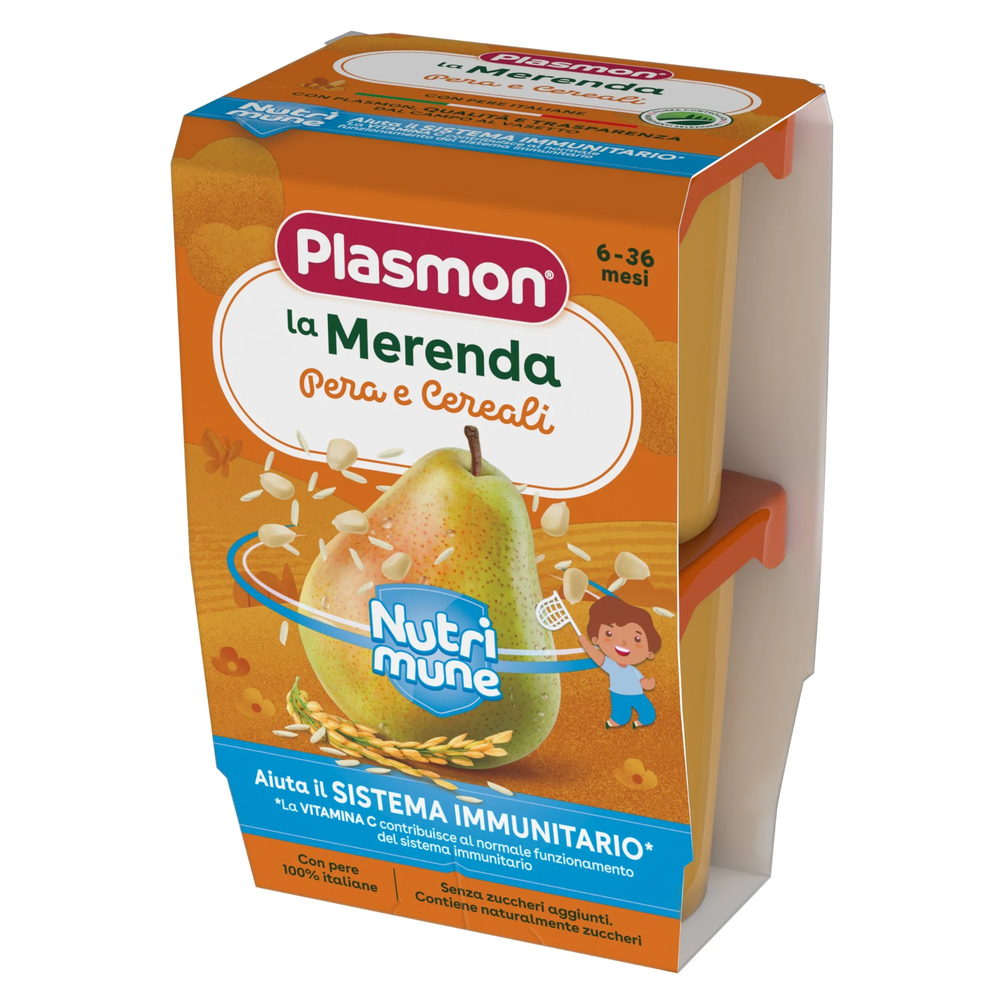 Plasmon Merenda Pera e Cereali Nutrimune 240 g (2x120 g)