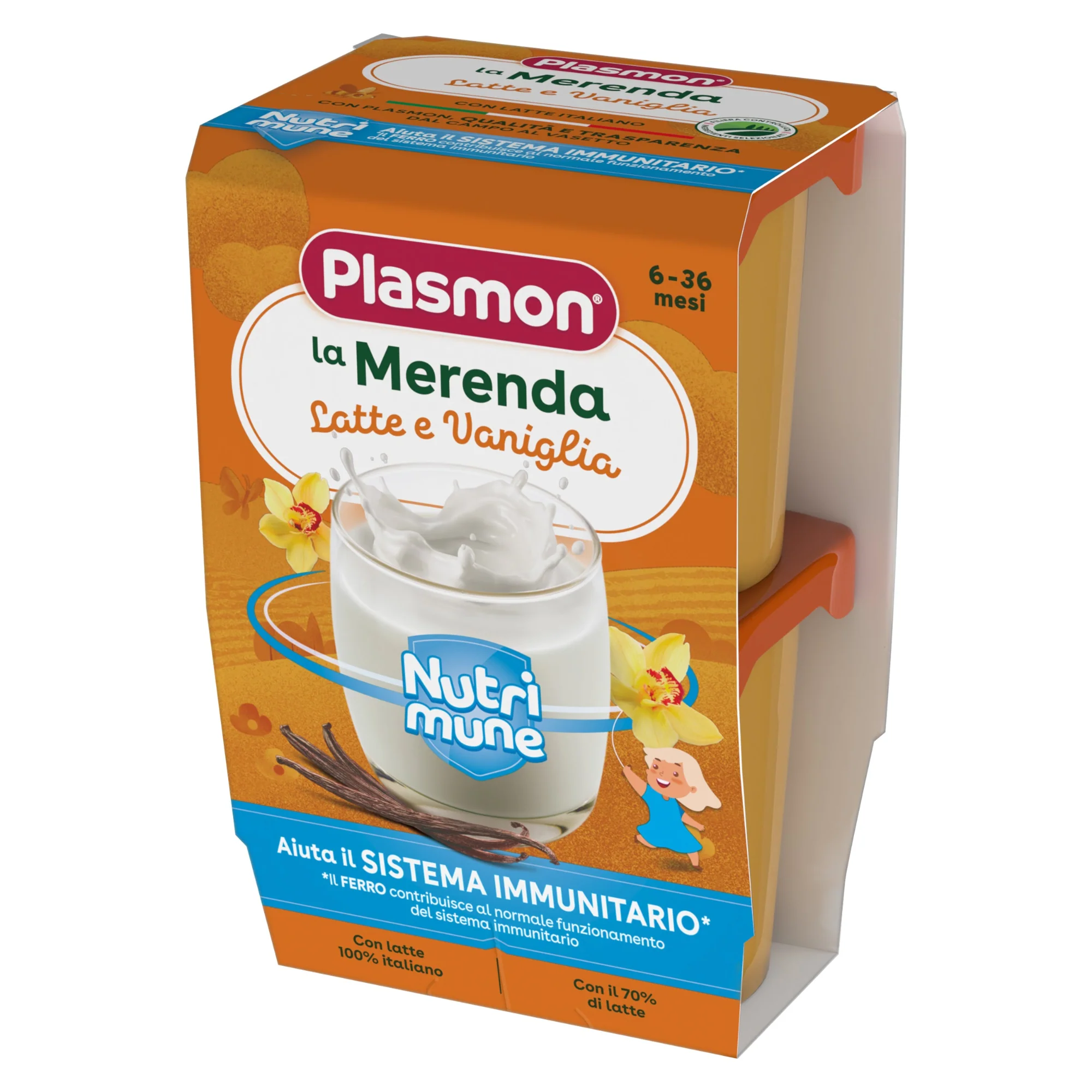 Plasmon Merenda Latte e Vaniglia Nutrimune 240 g (2x120 g)